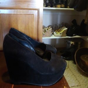 Robert clergerie black suede platforms